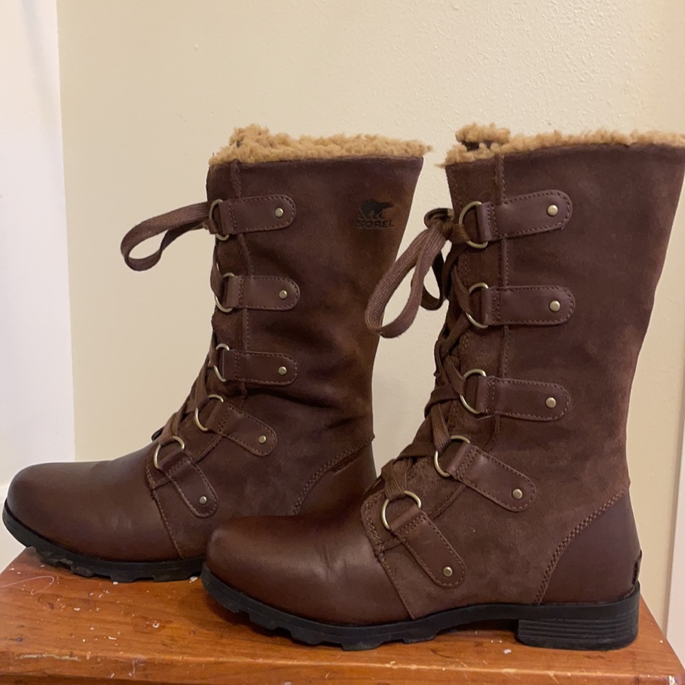SOREL Emelie Faux Fur-Lined Suede & Leather sz 10